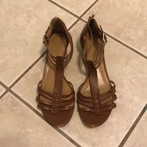 Wedge T-strap sandals